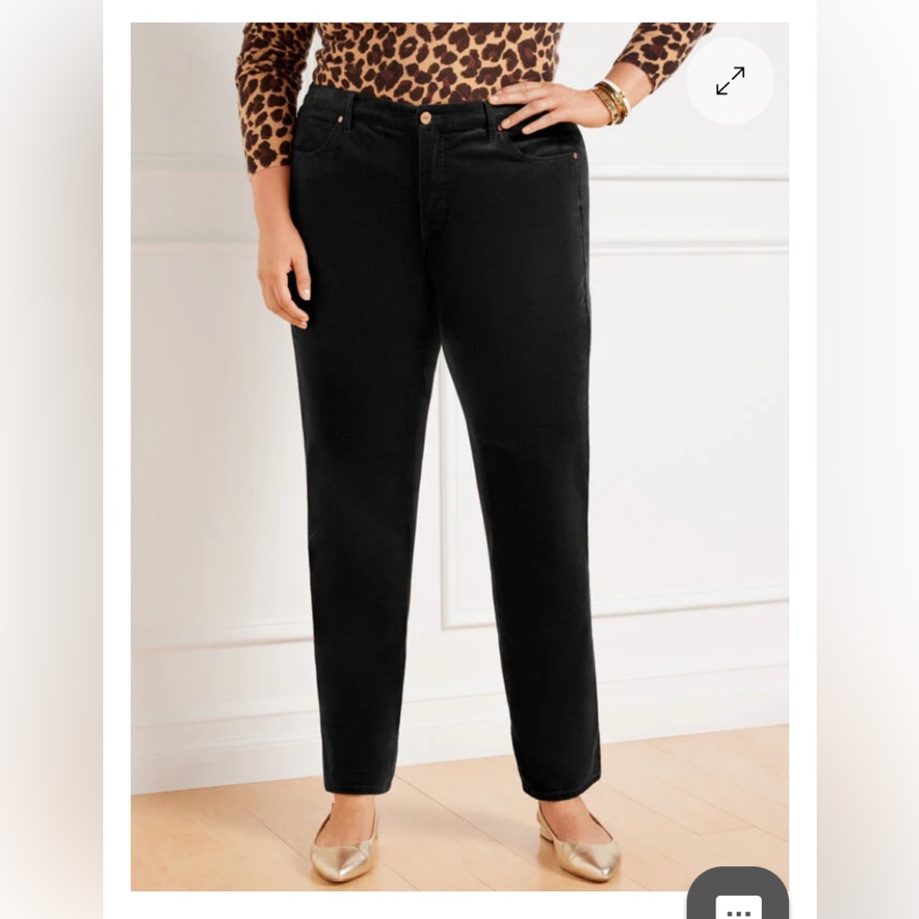 Talbots 18w Bnwt Black Corduroy Straight Leg Pants
